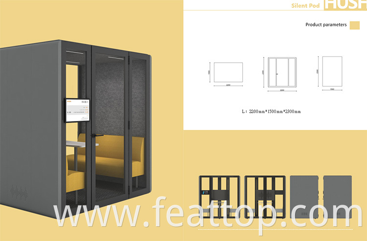 Modern design movable silence acoustic phone booth soundproof office meeting pod